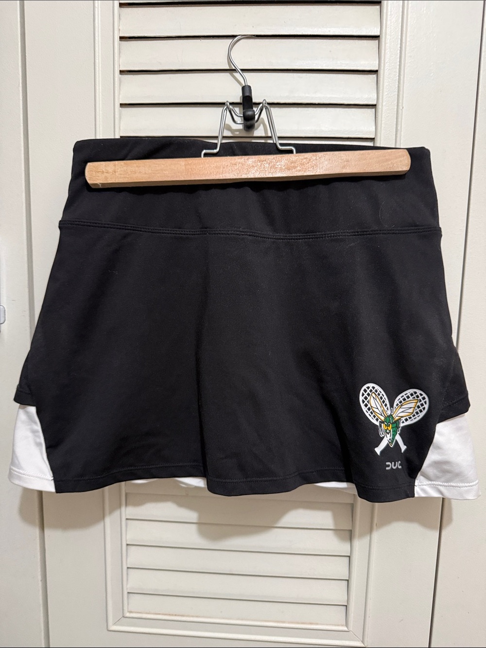 Black & White Circle Tennis Skirt with Racket Logo